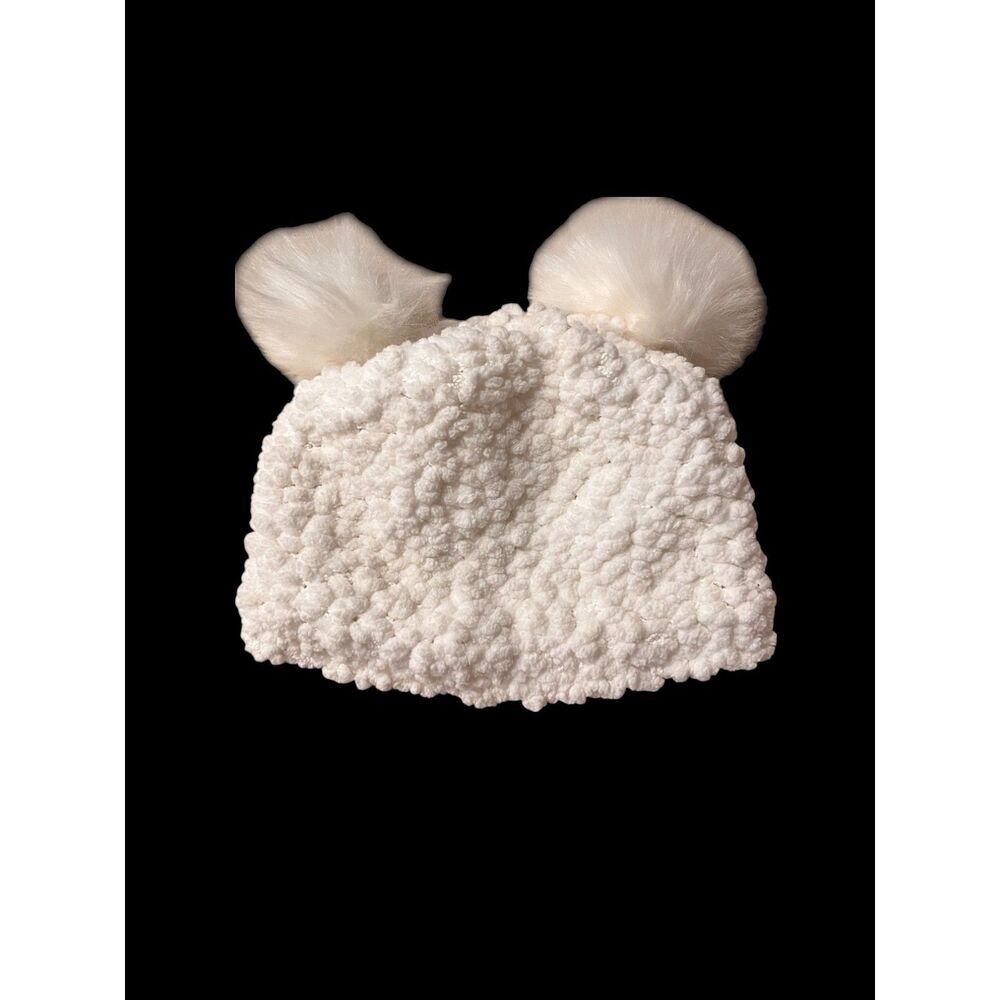 Target Toddler Girl's White Sherpa Fleece Beanie Hat With Pom Pom's